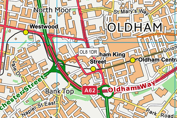 OL8 1DR map - OS VectorMap District (Ordnance Survey)