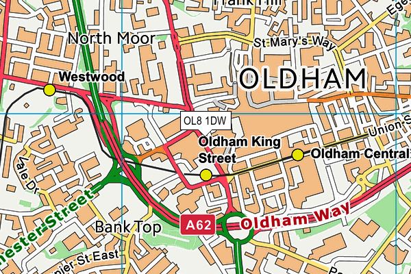 OL8 1DW map - OS VectorMap District (Ordnance Survey)