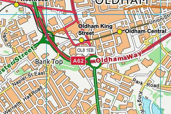 OL8 1EB map - OS VectorMap District (Ordnance Survey)