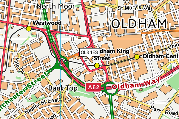 OL8 1ES map - OS VectorMap District (Ordnance Survey)