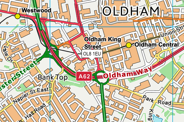 OL8 1EU map - OS VectorMap District (Ordnance Survey)