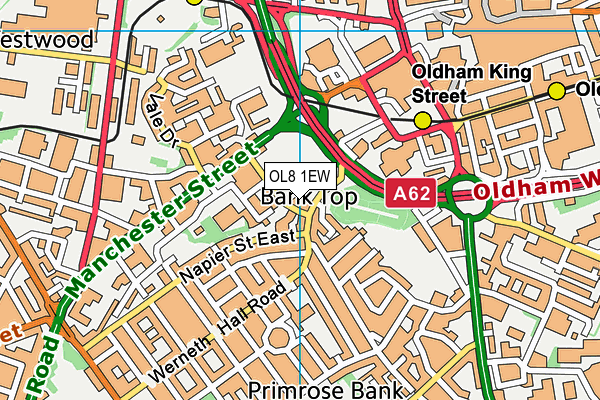 OL8 1EW map - OS VectorMap District (Ordnance Survey)