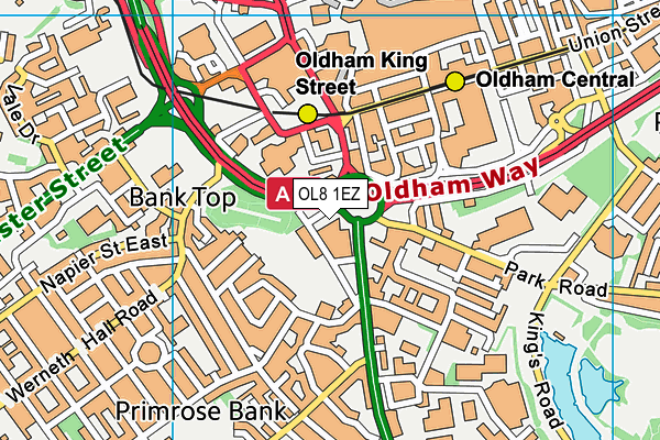 OL8 1EZ map - OS VectorMap District (Ordnance Survey)