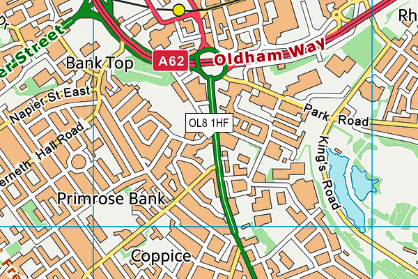 OL8 1HF map - OS VectorMap District (Ordnance Survey)