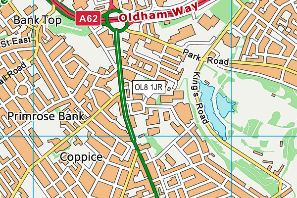 Oldham Sports Complex map (OL8 1JR) - OS VectorMap District (Ordnance Survey)