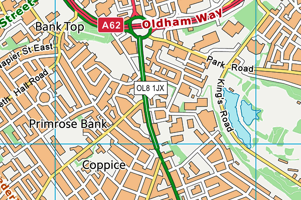 OL8 1JX map - OS VectorMap District (Ordnance Survey)