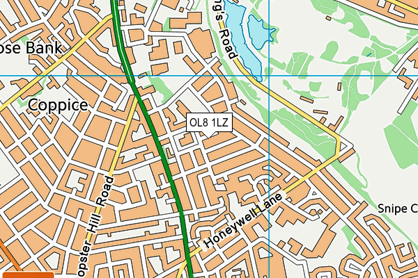 OL8 1LZ map - OS VectorMap District (Ordnance Survey)