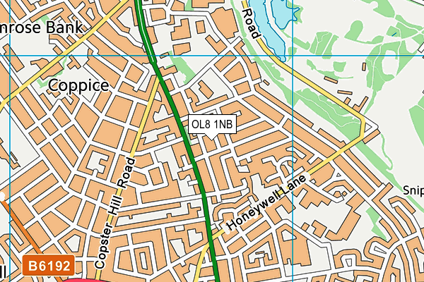 OL8 1NB map - OS VectorMap District (Ordnance Survey)