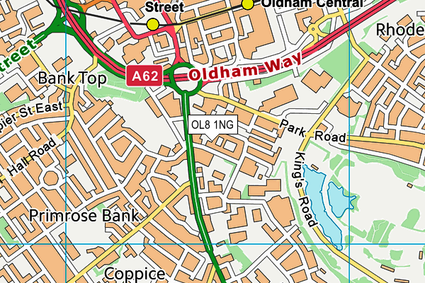 OL8 1NG map - OS VectorMap District (Ordnance Survey)