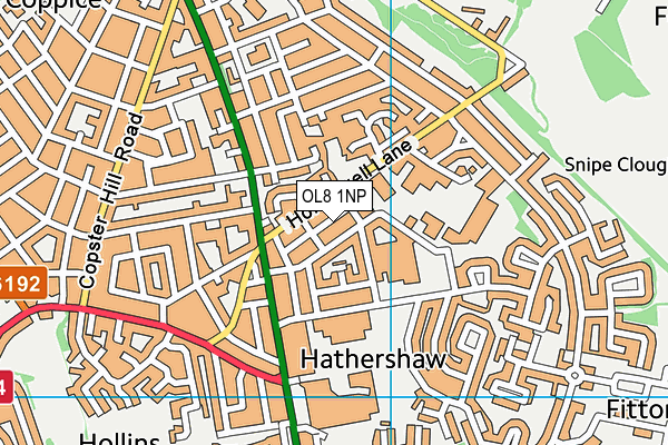 OL8 1NP map - OS VectorMap District (Ordnance Survey)