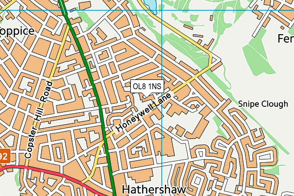 OL8 1NS map - OS VectorMap District (Ordnance Survey)