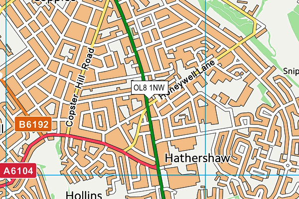 OL8 1NW map - OS VectorMap District (Ordnance Survey)