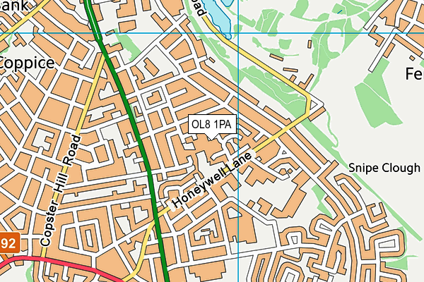 OL8 1PA map - OS VectorMap District (Ordnance Survey)