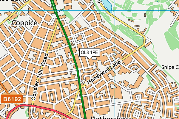 OL8 1PE map - OS VectorMap District (Ordnance Survey)