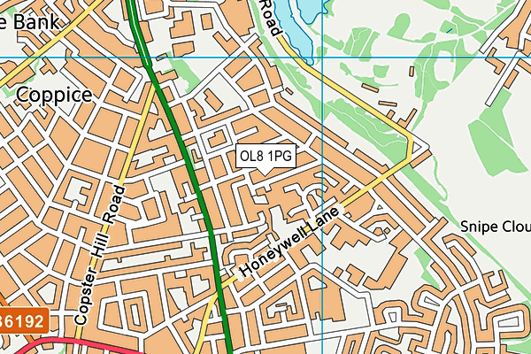 OL8 1PG map - OS VectorMap District (Ordnance Survey)