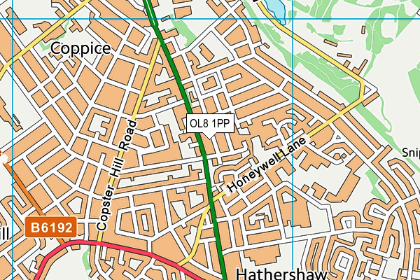 OL8 1PP map - OS VectorMap District (Ordnance Survey)