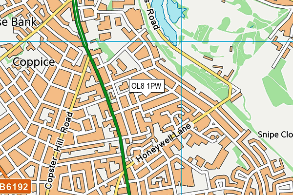 OL8 1PW map - OS VectorMap District (Ordnance Survey)