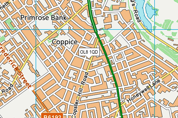 OL8 1QD map - OS VectorMap District (Ordnance Survey)