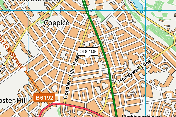 OL8 1QF map - OS VectorMap District (Ordnance Survey)