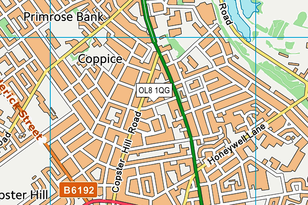 OL8 1QG map - OS VectorMap District (Ordnance Survey)