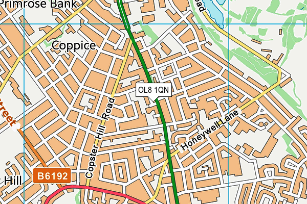 OL8 1QN map - OS VectorMap District (Ordnance Survey)