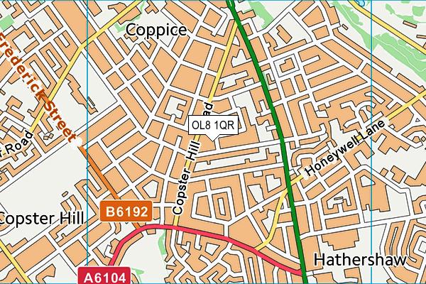 OL8 1QR map - OS VectorMap District (Ordnance Survey)