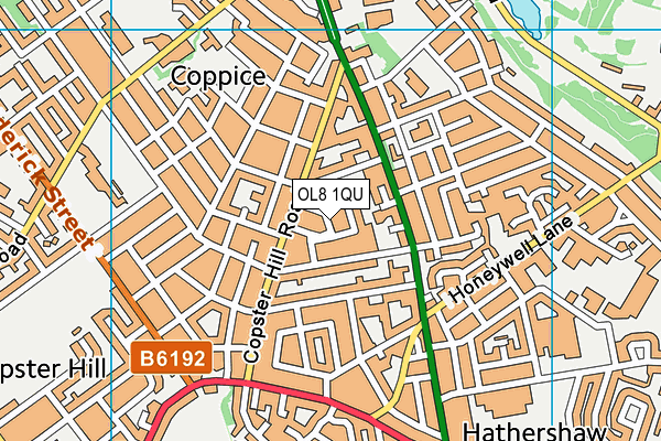 OL8 1QU map - OS VectorMap District (Ordnance Survey)