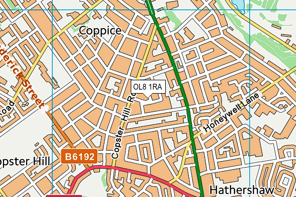 OL8 1RA map - OS VectorMap District (Ordnance Survey)
