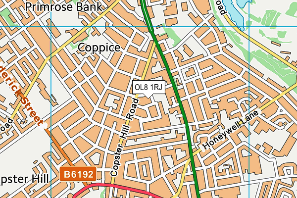 OL8 1RJ map - OS VectorMap District (Ordnance Survey)