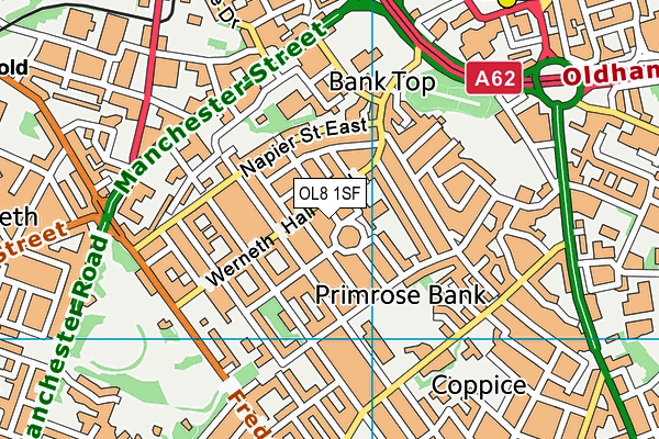 OL8 1SF map - OS VectorMap District (Ordnance Survey)