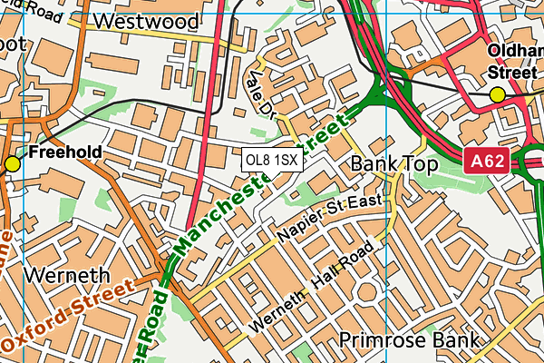 OL8 1SX map - OS VectorMap District (Ordnance Survey)