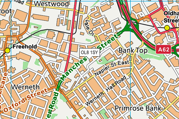 OL8 1SY map - OS VectorMap District (Ordnance Survey)