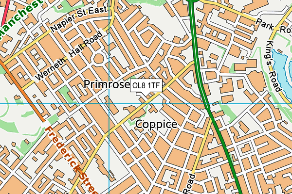 OL8 1TF map - OS VectorMap District (Ordnance Survey)