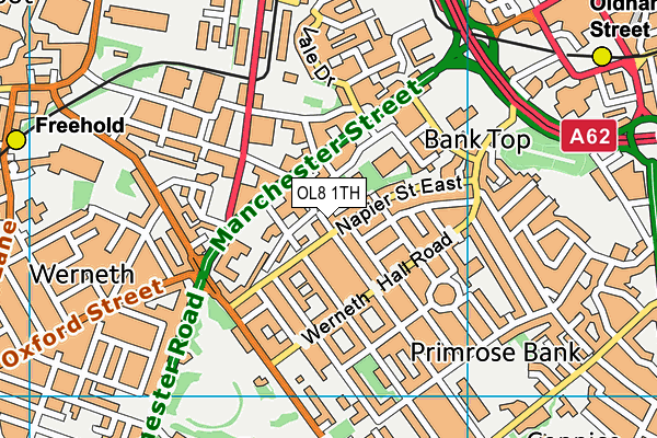 OL8 1TH map - OS VectorMap District (Ordnance Survey)