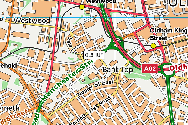 OL8 1UF map - OS VectorMap District (Ordnance Survey)