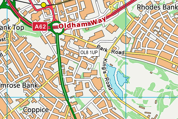 OL8 1UP map - OS VectorMap District (Ordnance Survey)