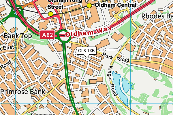 OL8 1XB map - OS VectorMap District (Ordnance Survey)