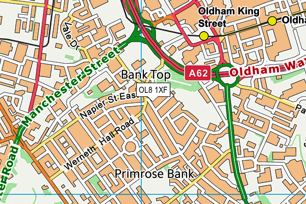 OL8 1XF map - OS VectorMap District (Ordnance Survey)