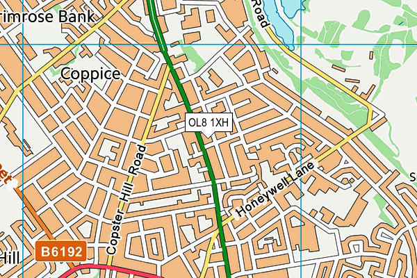 OL8 1XH map - OS VectorMap District (Ordnance Survey)