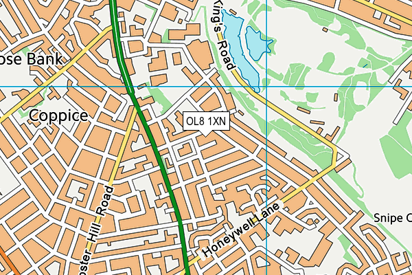 OL8 1XN map - OS VectorMap District (Ordnance Survey)