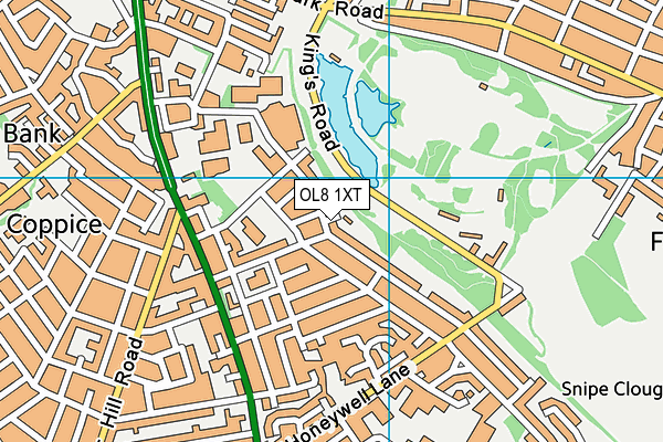 OL8 1XT map - OS VectorMap District (Ordnance Survey)