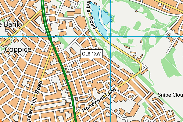 OL8 1XW map - OS VectorMap District (Ordnance Survey)