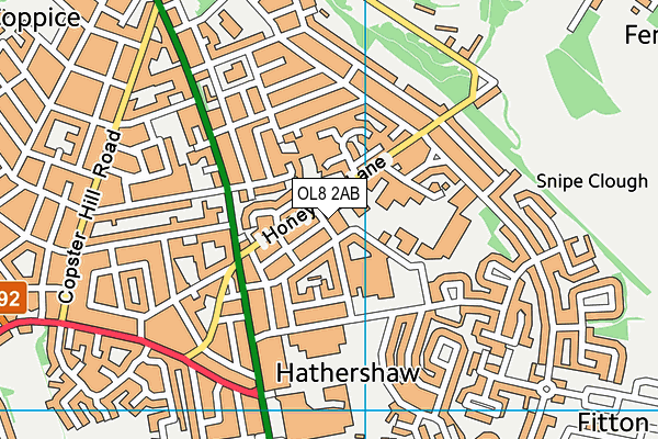 OL8 2AB map - OS VectorMap District (Ordnance Survey)