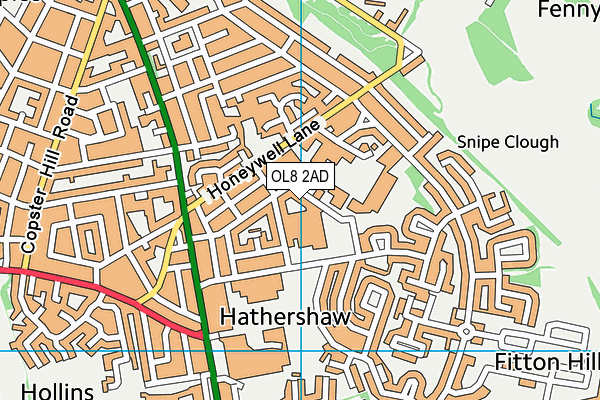 OL8 2AD map - OS VectorMap District (Ordnance Survey)