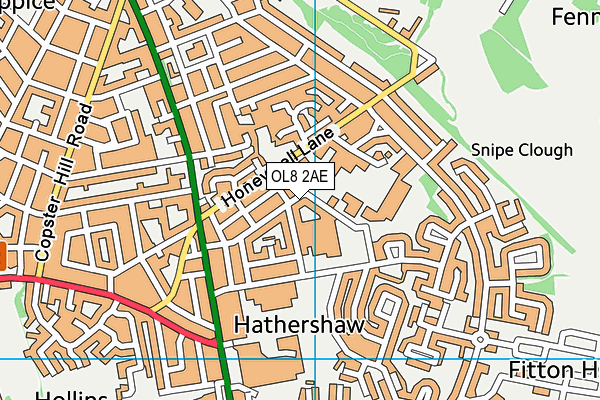 OL8 2AE map - OS VectorMap District (Ordnance Survey)