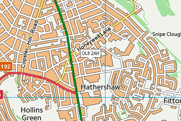 OL8 2AH map - OS VectorMap District (Ordnance Survey)