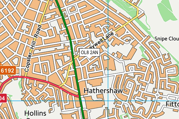 OL8 2AN map - OS VectorMap District (Ordnance Survey)