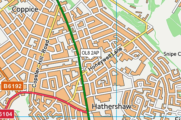 OL8 2AP map - OS VectorMap District (Ordnance Survey)