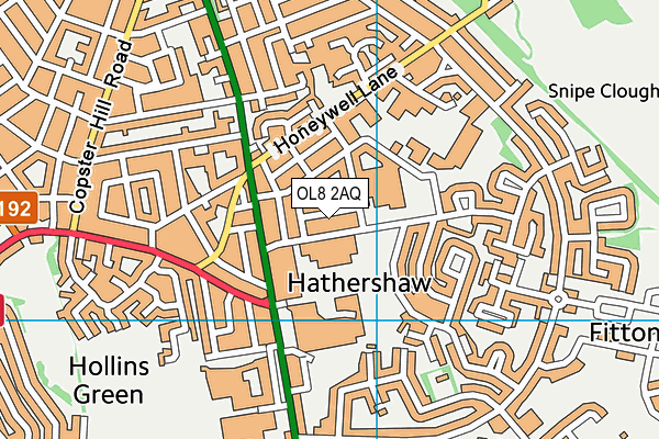 OL8 2AQ map - OS VectorMap District (Ordnance Survey)