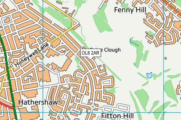 OL8 2AR map - OS VectorMap District (Ordnance Survey)